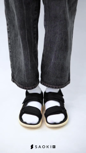 SAOKI - Sendal Gunung Pria Slip On Wanita Sandal Traveling Slop Amar Broken White
