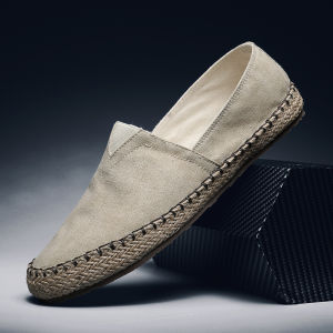 Beijing Mens Canvas Shoes Breathable Linen Woven Slip-On Fisherman Style Casual Footwear round Toe Flat Heel Sporty Summer