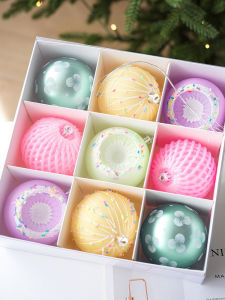 Macaron Colored Christmas Ball Candy Box Pink Christmas Tree Top Star Holiday Decorations Festive Gifts