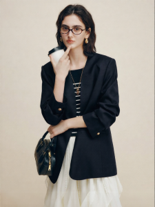 FAMANXUAN | Retro Smart Casual Petite Womens V-Neck Suit Jacket