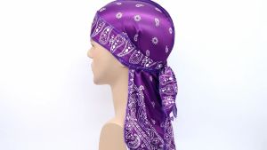 Durag Ikat Kepala Bandana Ekor Panjang Hip Hop Du-Rag Bajak Laut Breathable Durag Ikat Kepala Silk Durag Bandana Hip Hop