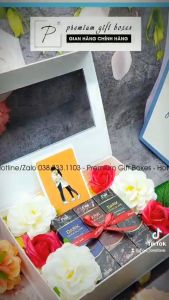 [Đủ Hộp+Túi xách] Set Quà tặng Socola sinh nhật bạn trai/gái Valentine 8/3 socola đen ít đường 50gr FIGO siêu ngon.