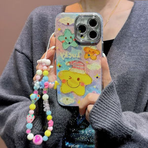 ♥Ready Stock +FREE Shipping+COD♥Oil Painting Stars Chain Blue Light Diamond Phone Case For iPhone 16ProMax 16Pro 16 15ProMax 14 13 12 11 Full Coverage Shockproof With Glitter Lens Protect Acrylic Cover