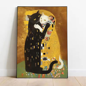 Jigsaw Puzzle 500 1000 1200 2000pcs Funny Cat In Klimt Kiss Style Golden Mosaic For Adults Stress Relief Puzzle Fun Present