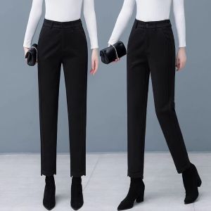 กางเกงขายาวทรงหลวมเอวสูงสไตล์เกาหลีสำหรับผู้หญิง กางเกงขายาวทรงหลวมสไตล์ฮาราจูกุ กางเกงขายาวทรงหลวมสำหรับฤดูใบไม้ร่วงและฤดูหนาว