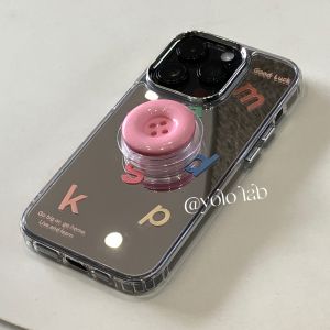 Ins Style Button Support Civi2/1S Xiaomi 11Ultra 12/13Pro Makeup Mirror Mi11/10 Youth Edition 10s Case 9/8se Suitable for pro Simple Mirror Letter Anti-Fall Women