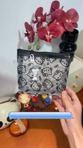 Túi Lưới Hello Kitty Mini Trong Suốt – Túi Đựng Mỹ Phẩm Phụ Kiện Tiện Lợi 14x12cm