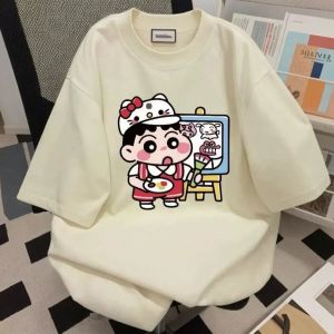 PAZHAOLANG | Couples Summer Short Sleeve T-shirt Loose Fit Cartoon Print