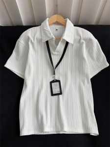 CHENMU | Texture Polo Shirt White Short Sleeve
