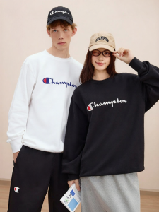 Champion | Couples Spring Autumn Round Neck Pure Cotton Hoodie
