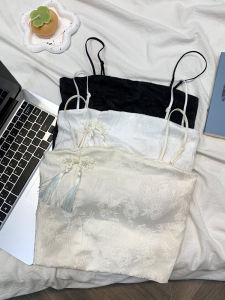 Áo Vest Ngắn Màu Trắng Cổ Điển Trung Quốc Mới Có Đệm Ngực Áo Lót Bên Trong Áo Sơ Mi Bó Sát Áo Vest Ngắn Mùa Thu