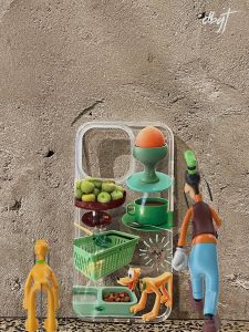 Green Themed Dual Layer Transparent IMd Compatible Soft Shell Full Edge Protection for  16ProMax 15Pro by Big White Rabbit