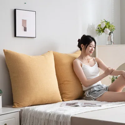 Thick Linen Decorative Pillow Sofa Lumbar Support Backrest