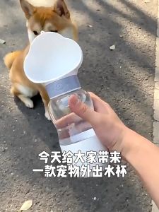 SKISOPGO 2-in-1 Pet Water Bottle Dog Cat Travel Portable Water with Food Cup Cartoon Clouds Shape Feeder Leakproof