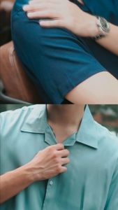 P&Z Kemeja pria rayon polos lengan pendek