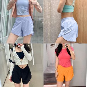 Quick Dry Sports Shorts with Phone Pocket Double Layer Drawstring Yoga Outerwear Running Inner Lined High Waist Short Pants