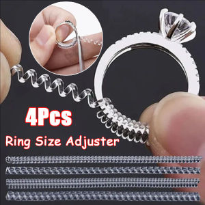 4 Pcs Spiral Based Ring Size Adjuster Transparent Invisible Ring Sizer Reducer Ring Tools Spring Coil Guard Tightener for Resizing Big Size Rings/Jewelry