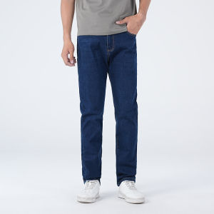 Mens Classic Dark Blue Light Business Jeans 2025 Autumn and Winter Trendy and Fashionable Straight Leg Long Pants Plus Size 38