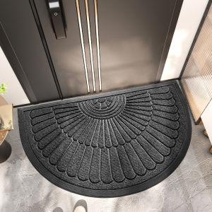 Half Round Door Mat Non-Slip Welcome Entrance Way Floor Mat Durable Rubber Door Mats Low-Profile Heavy Duty Doormat Half Circle Mats for Garage Patio High Traffic Areas