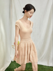 SUSHE | French Ballet High Elastic Waist Cinching Slimming A-line Midi Dress Autumn