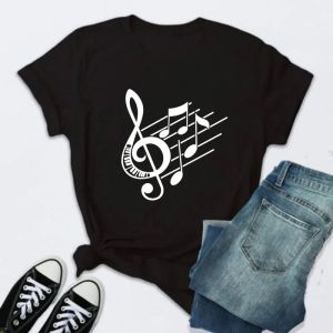Sanrio | New Women T Shirt Music Note Printed Tshirt Female Summer Casual Short Sleeve O-neck T-shirt Tops Tops for Women Tops