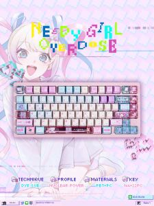 Nắp Phím PBT Hot Stamped Màu Hồng Sáng Bên Hông Cho Streamer Wooting Keycap Anime 144+22PC
