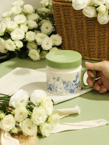 LOTUS BLUE | Ceramic Cup with Lid Tea Infuser Mug