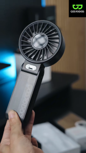 GOOJODOQ high-speed fan 100 gear super strong wind silent 180° foldable portable fan LED display turbo hand fan