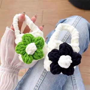 Crochet Bag Cute Knit Pouch Earphone Bag Kawaii Coin Wallet DIY Handmade Earphone Box Portable Soft Cute Creative Birthday Gift