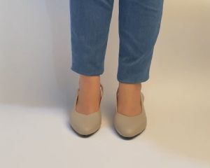 Sepatu Mules Formal Size 35-45 Bigsize Jumbo Wanita STRAP Belakang Ujung Lancip Beige