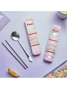 Stainless Steel Chopsticks Spoon Dining Set Two-Piece Set for Traveling Office Workers And Students Dining Utensils Box