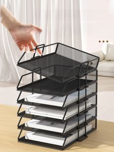 Desktop Metal File Organizer Office Supply Iron Document Holder Bookshelf Archive Storage Rack Business Essentials Stationery
