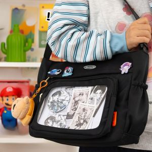 Transparent Cartoon Backpack Student Tuition Niche Style Snacks Crossbody Bag Millet Comic Show Easiest for Match Pure Color Shoulder Anime Bag