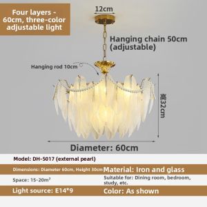 Aiskdan | Luxurious French Romantic Pearl Feather Glass Light