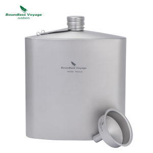 Boundless Voyage Titanium Water Bottle 1.4L Outdoor Camping Hiking Sports Hydration Flask Bottle with Leakproof Clip Ti3265D