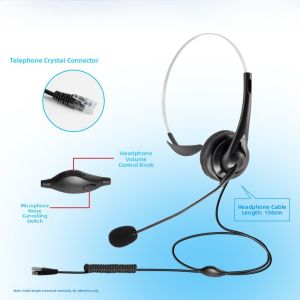Customer Service Headset Noise Reduction Dialer Desk Phone Headset for Sales Call Center Headphones with Microphone