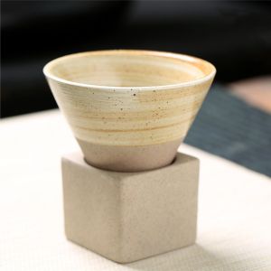 Ly Cà Phê Gốm Sứ Kiểu Nhật 100ml Chất Liệu Gốm Thô Hình Nón Tam Giác Men Sứ Cổ Điển Đế Vuông
