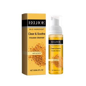 EELHOE Turmeric Facial Cleanser Oil Control Cleansing Lotion Moisturizing Brightening Skin Color Cleansing Mousse Turmeric Cleanser Anti Acne Oil Control Blackhead Remover Skin Cleansing Brightening Rejuvenation Face Wash Foam Face Cleanser