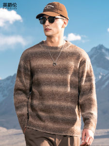 Enjeolon | Mens Soft Knit Sweater with Wool Gradient Stripes