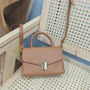 Leather Lady Bag 2025 New Style Crossbody Handbag Tote Bag Single Shoulder Bag Casual Lock Buckle Pure Color Horizontal Square