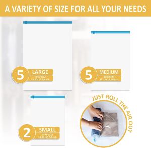 Multiple Sizes Vacuum Storage Bags Hand Roll Durable Space Saver Bags For Clothes Clothing Travel Accessories Suitcase Organizer