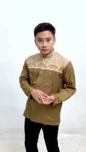 Baju Koko Bordir Lengan Panjang Atasan Muslim Pria Dewasa