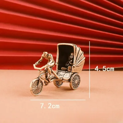 Retro Creative Old Shanghai Rickshaw Copper Artware