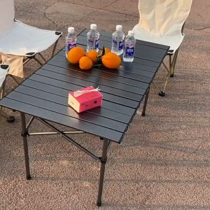 Outdoor Folding Table Camping Table Heavy Duty Portable Roll Up Table with Storage Bag for Beach Picnic Backyards BBQ Party