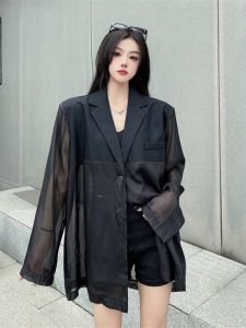 เสื้อคลุมกันแดดแขนยาวสีดำ ทรงหลวม ทรงสลิมฟิต ทรงบาง สำหรับผู้หญิง ฤดูร้อน 2025 ดีไซน์ใหม่ เสื้อคลุมกันแดดแบบสวมหัว