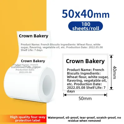 DTPrinter | Thermal Label Paper for Clothing Tags Price Tags Food Labels Transparent Stickers Barcode Paper Three-Resistant Synthetic Paper Water-Resistant and Tear-Resistant