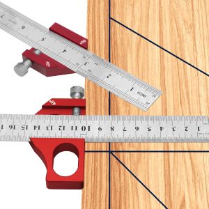 Adjustable Steel Ruler Positioning Block 45/60/90 Degree Angle Scriber Line Marking Gauge Fixed Position Locator Measuring Tool
