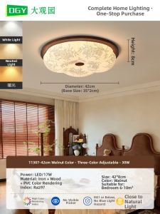 DGY | Retro Chinese Style Imitated Cloth Walnut Wood Song Aesthetics Ceiling Light Eye-protecting