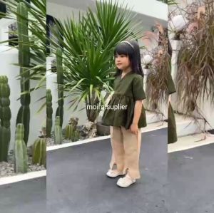 Celana Anak Perempuan Linen Lucu Kulot Flamingo Model CutBry