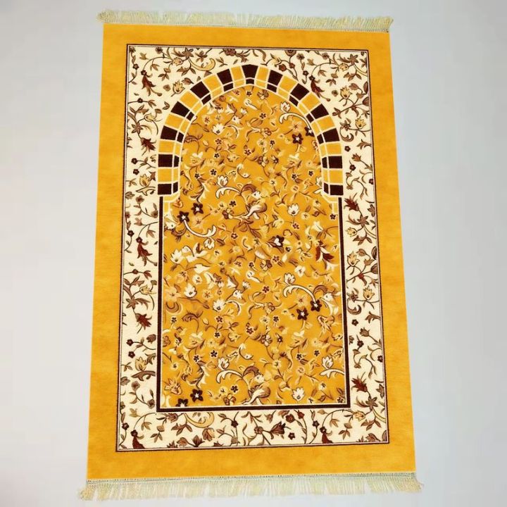 Persian Floral Brick-Patterned Arch Islamic Prayer Mat Foldable